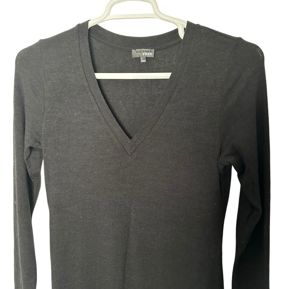 Aritzia Wilfred free black v neck dress women’s size L - Picture 5 of 16